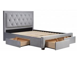 4ft6 Double Woodberry Velvet Grey Fabric Upholstered 4 Drawer Storage Bed Frame